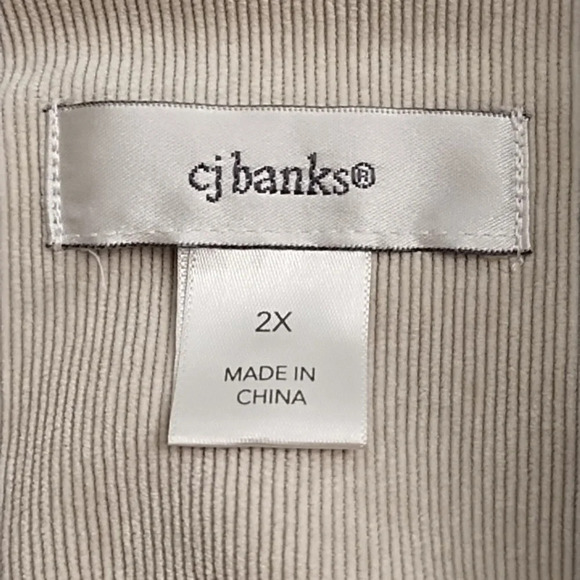 CJ Banks 2X Soft Fine Waled Corduroy Jacket Pockets Lightweight Cream/Tan Zip-up - Picture 3 of 10